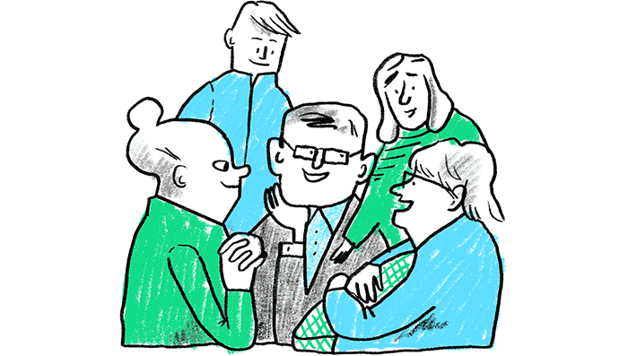 Illustration of people discussing during a meeting.