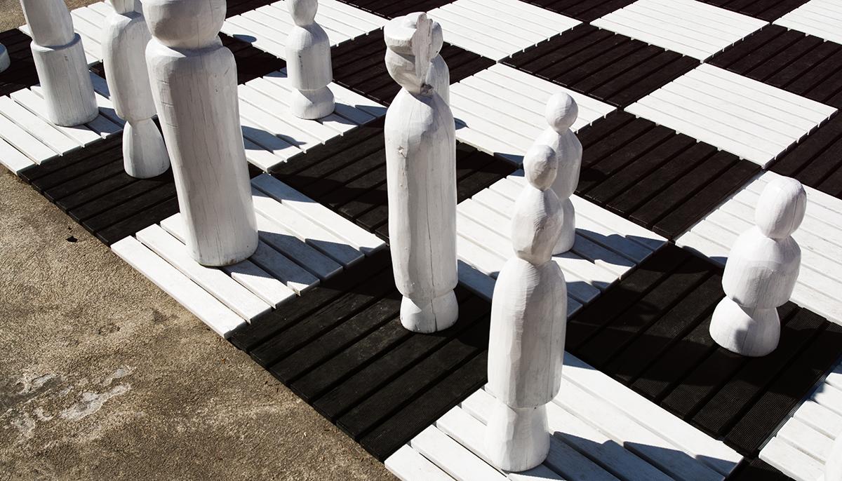 Outdoor chess set at Laugardalslaug