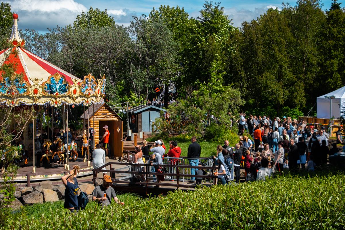 The carousel and visitors enjoying the Family Park