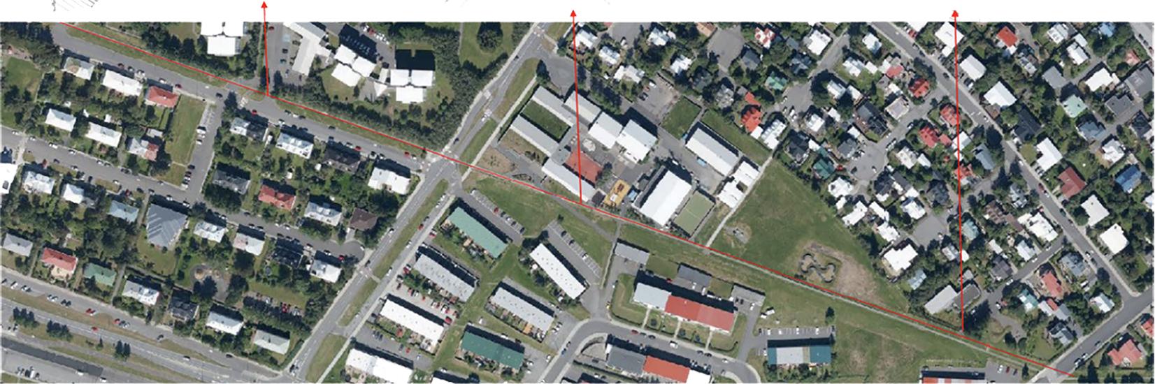 Photo showing potential locations for stopping points near the highway cap.