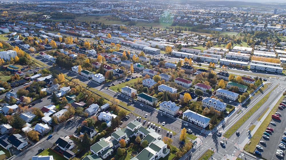 Aerial photo of Háaleiti and Bústaðahverfi